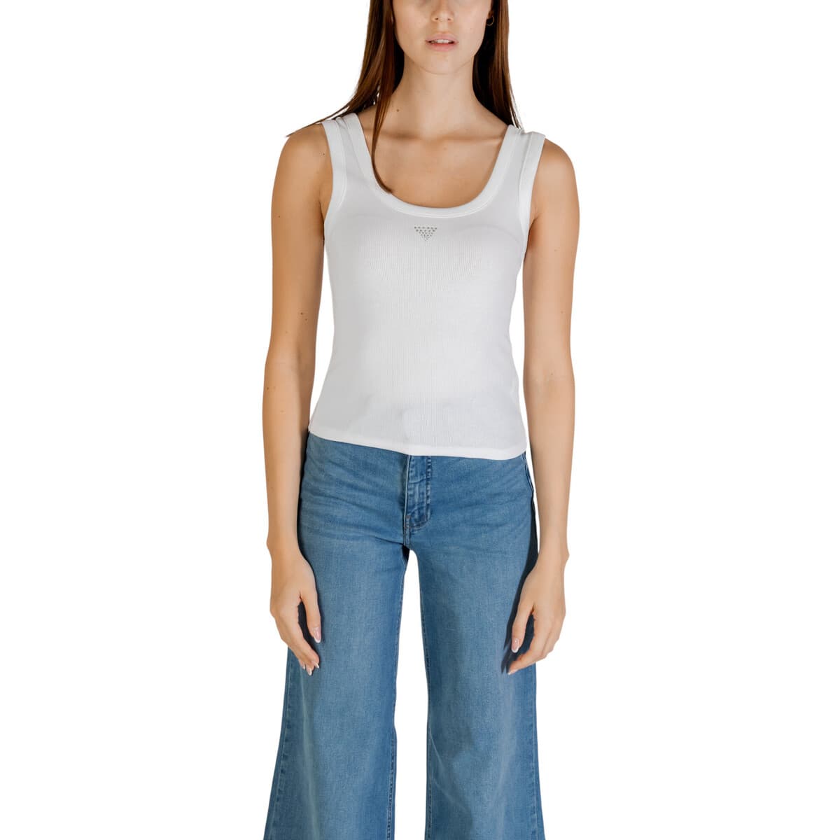 Αμάνικα/T-shirts χωρίς μανίκια Guess SL TRIANGLE BLING RIB TANK W3YP68 KA0H1