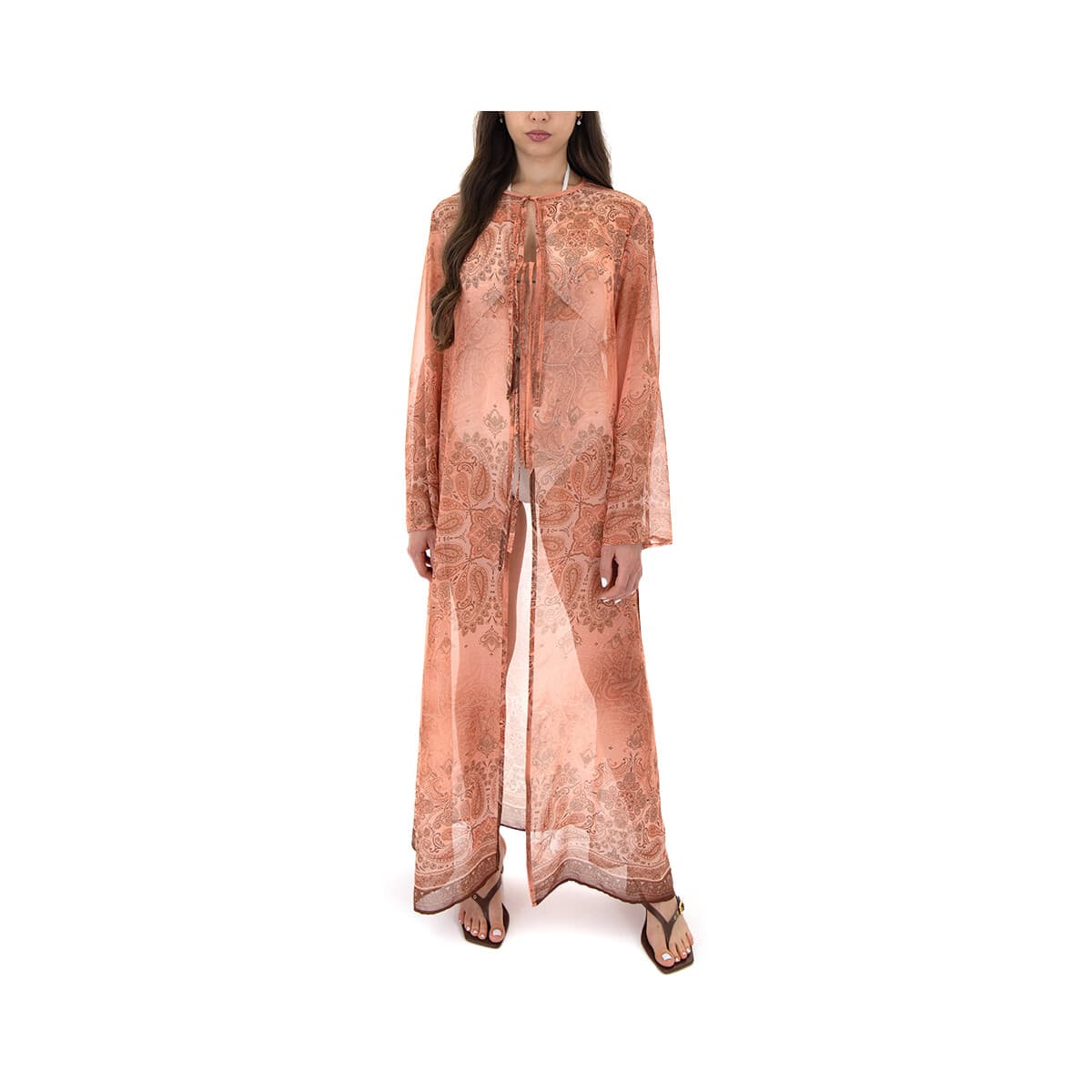 Μπουφάν / Ζακέτες My T Wearables PRINTED SEE THROUGH LONGSLEEVE WRAP KIMONO WOMEN
