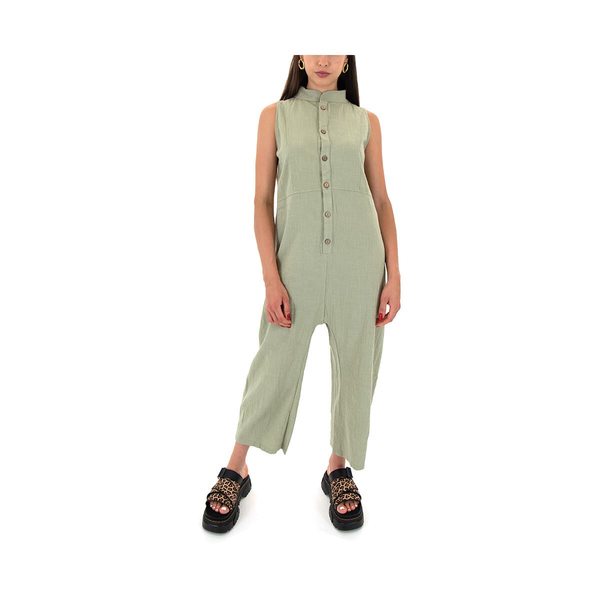 Ολόσωμες φόρμα Namaste PAULA BUTTONED SLEEVELESS WIDE LEG JUMPSUIT WOMEN