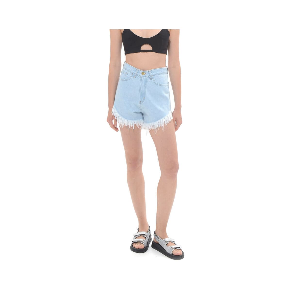Shorts & Βερμούδες Sac N Co TULUM DENIM FRINGES REGULAR FIT SHORTS WOMEN SAC CO