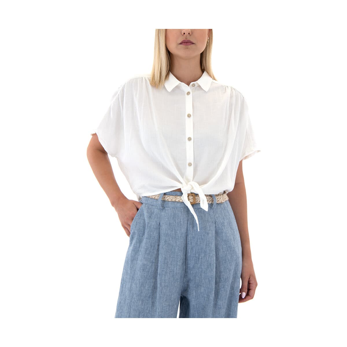 Πουκάμισα Namaste TINA SHORTSLEEVE WRAP CROP SHIRT WOMEN