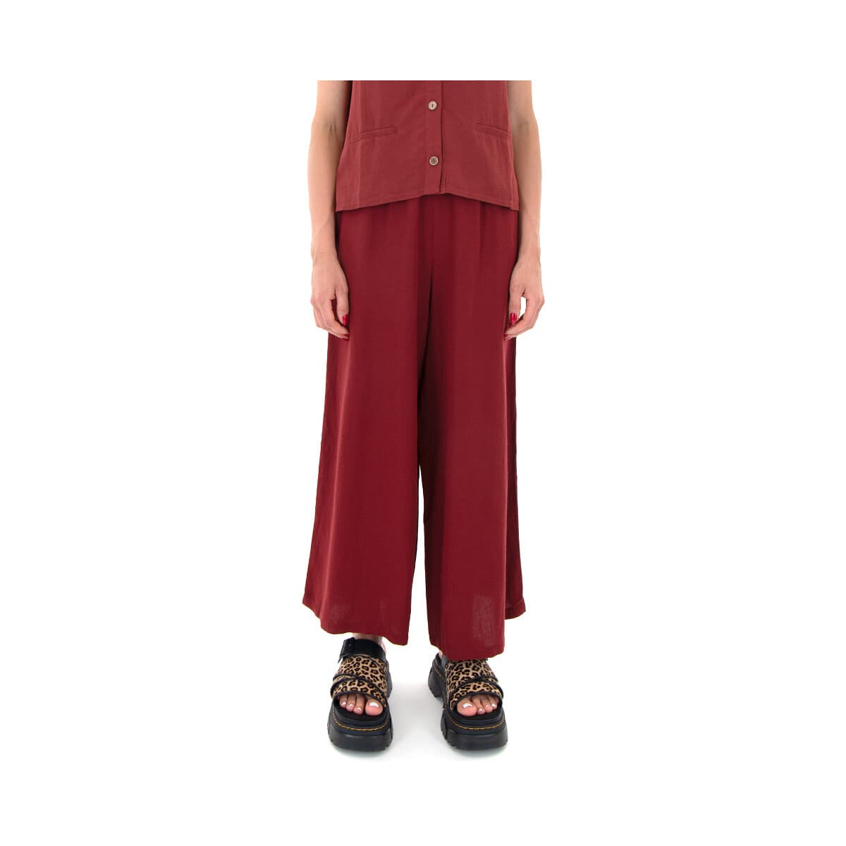 Παντελόνια Namaste WILLA ELASTIC HIGH WAIST WIDE LEG CROP PANTS WOMEN