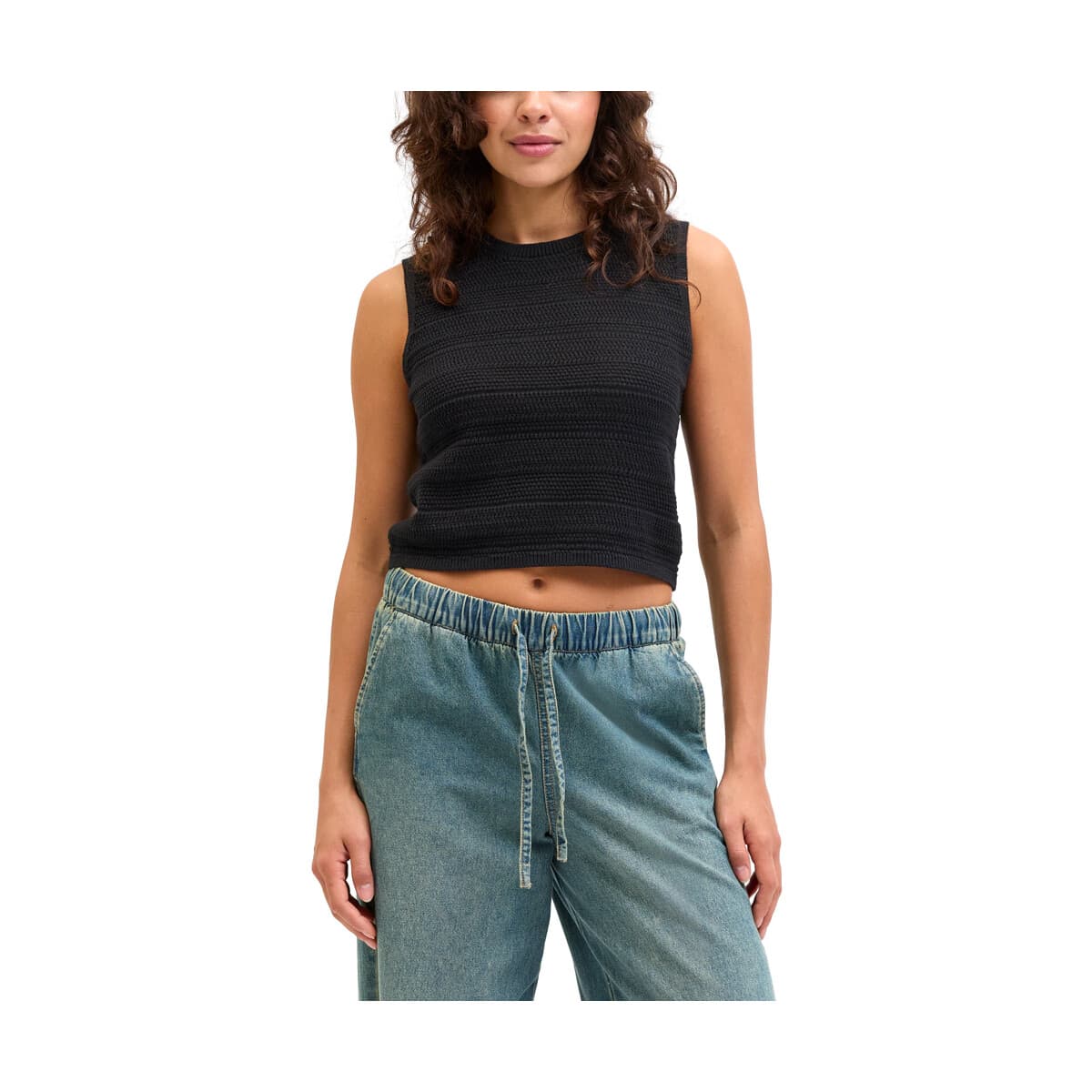 Αμάνικα/T-shirts χωρίς μανίκια JJXX JXZUSANNAH KNITTED ROUND NECK REGULAR FIT TANK TOP WOMEN