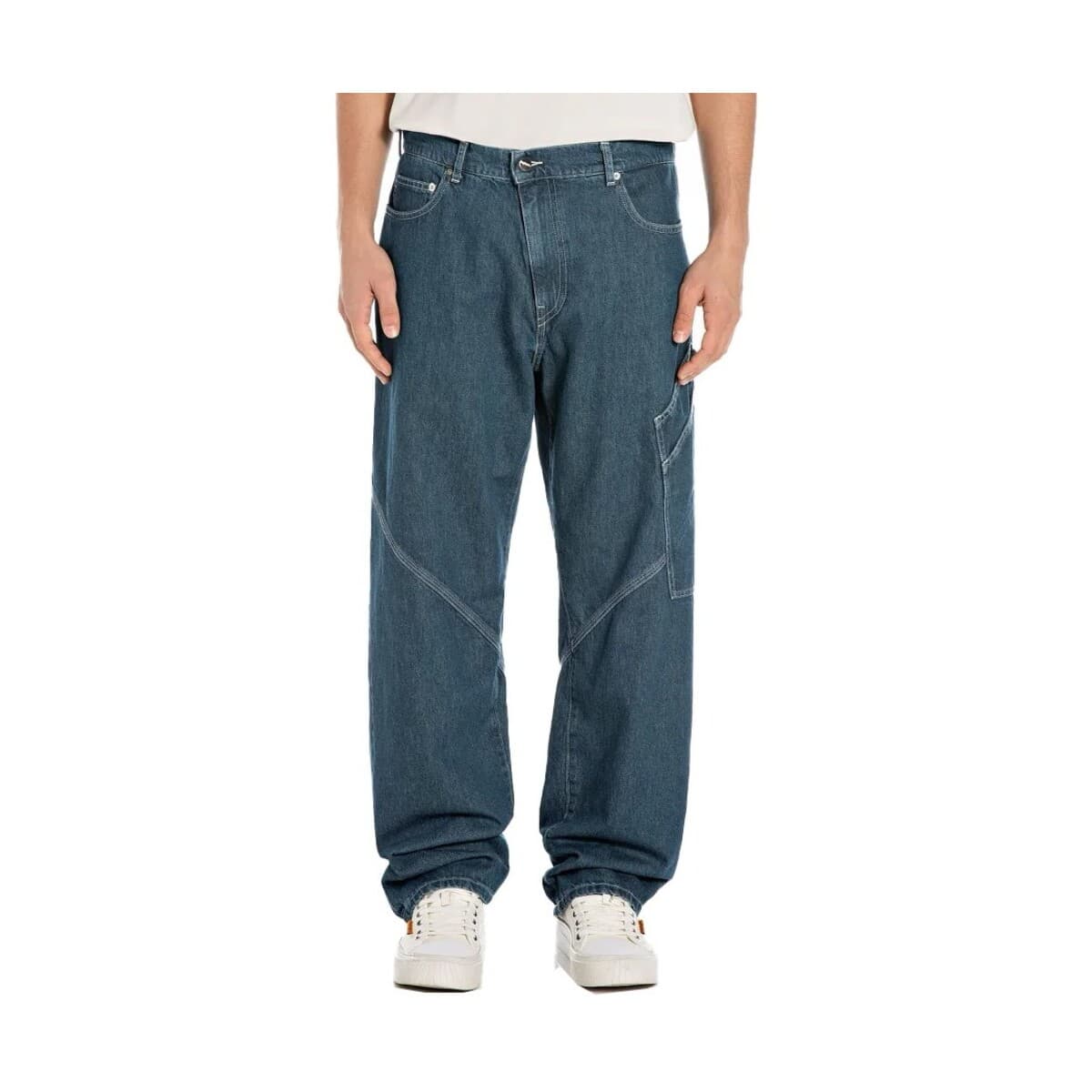 φαρδιά / καμπάνα Replay RELAXED FIT CARGO DENIM PANTS