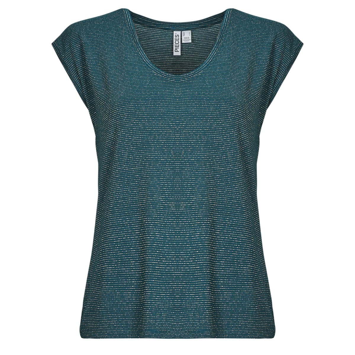 T-shirt με κοντά μανίκια Pieces PCBILLO TEE LUREX STRIPES