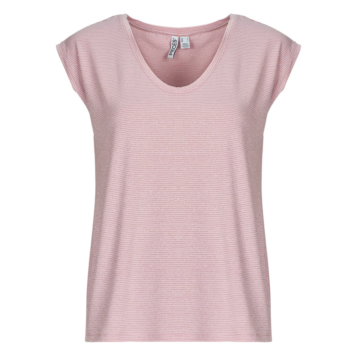 T-shirt με κοντά μανίκια Pieces PCBILLO TEE LUREX STRIPES