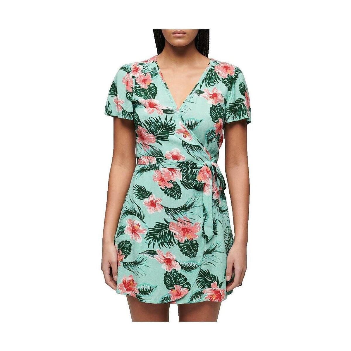 Κοντά Φορέματα Superdry Robe portefeuille imprimée manches courtes multicolore