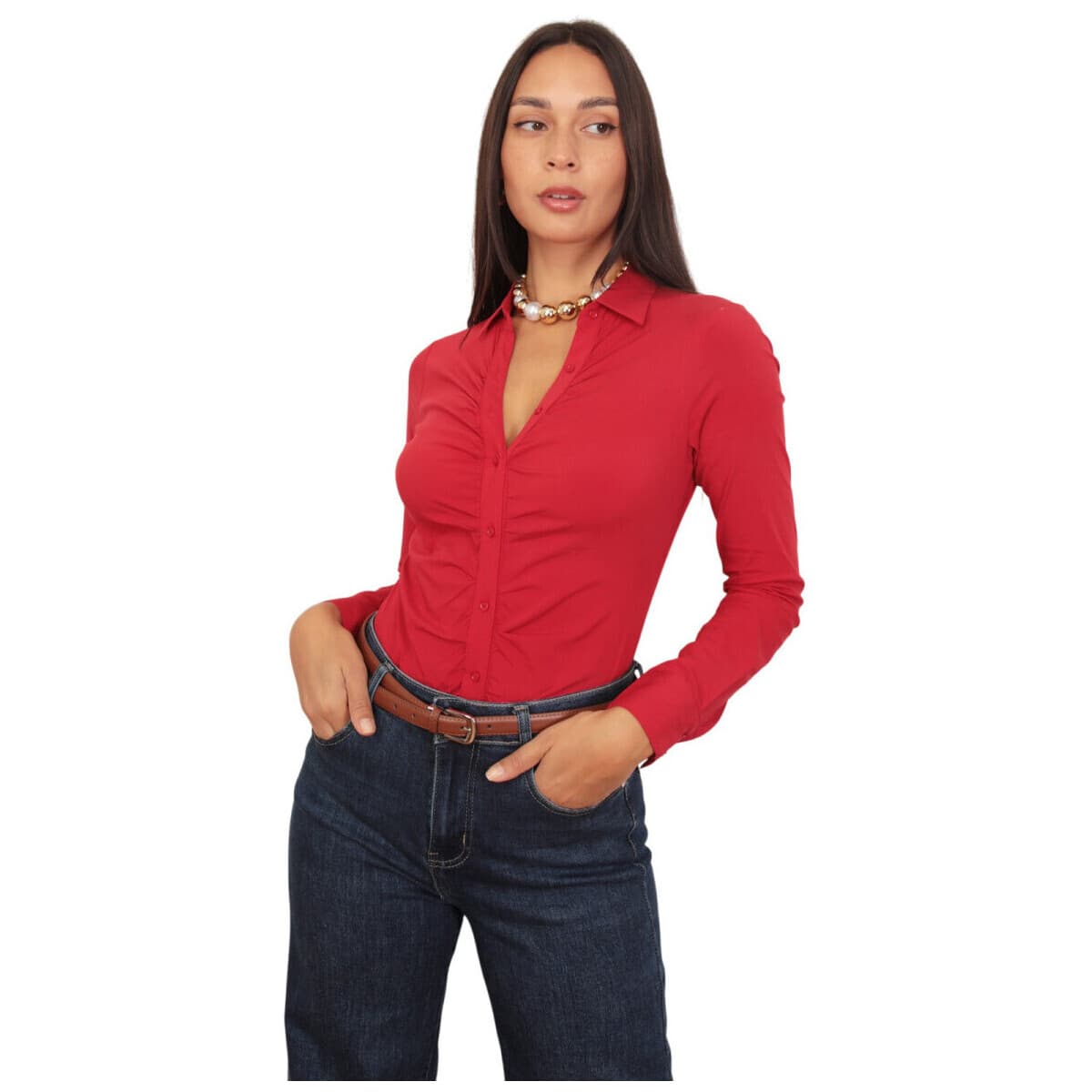 Πουκάμισο με μακριά μανίκια La Modeuse 48006_P83965