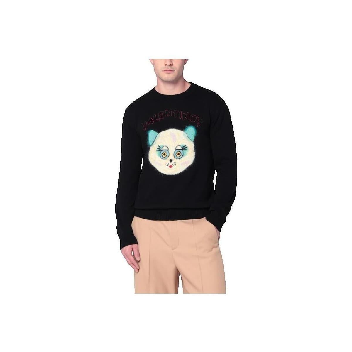 Πουλόβερ Valentino Pull noir avec patch Le Chat de la Maison