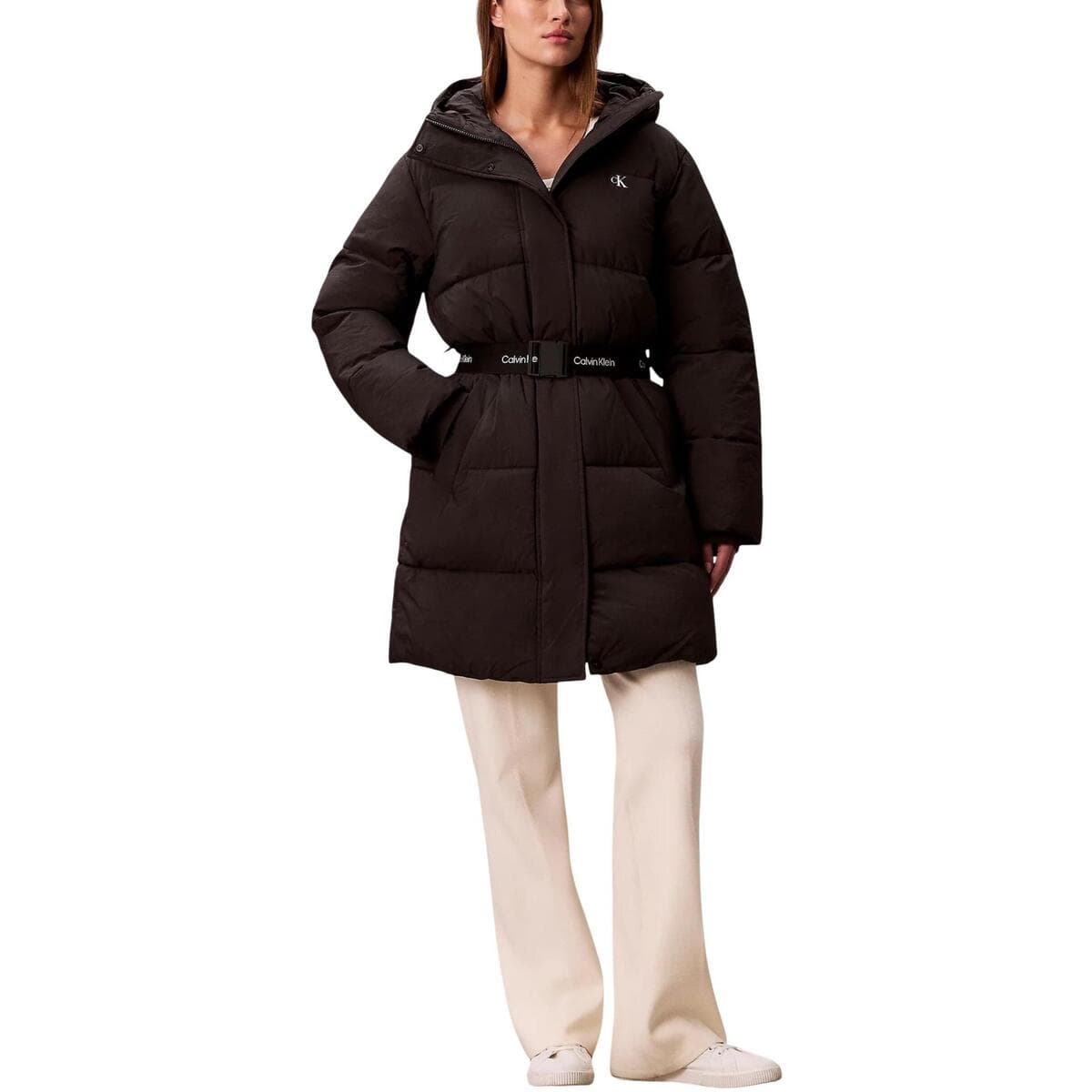 Χοντρό μπουφάν Calvin Klein Jeans BELTED MIDWEIGHT LON LV047D508G