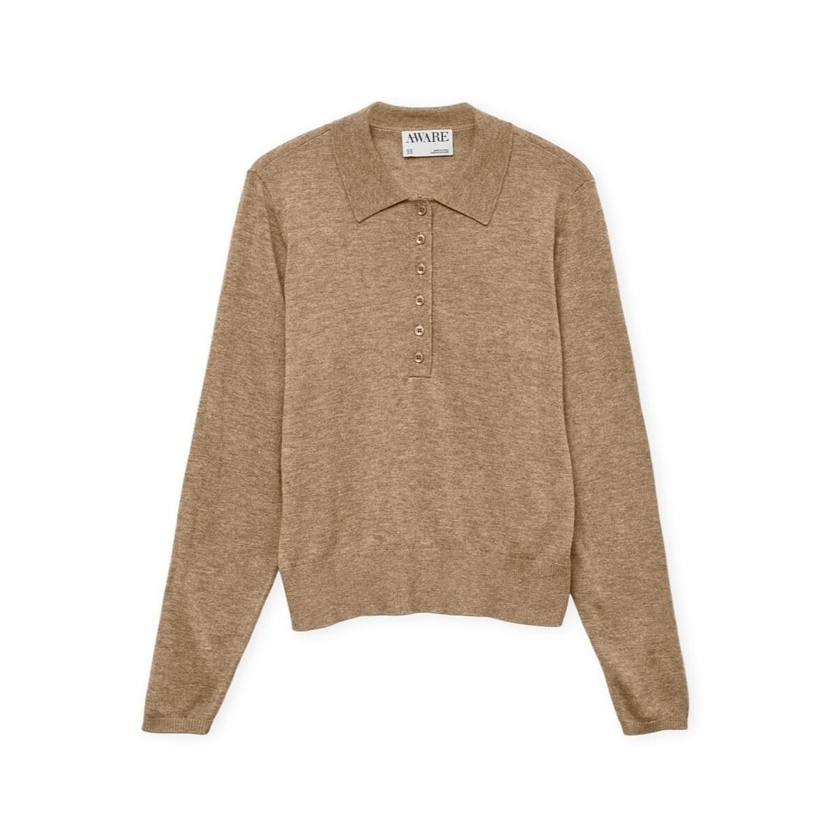 Πόλο με μακριά μανίκια Aware Noos Polo Sikita - Natural Melange