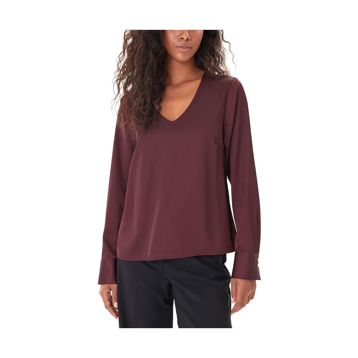Μπλουζάκια με μακριά μανίκια Only ONLMIKA SATIN V NECK LONGSLEEVE TOP WOMEN