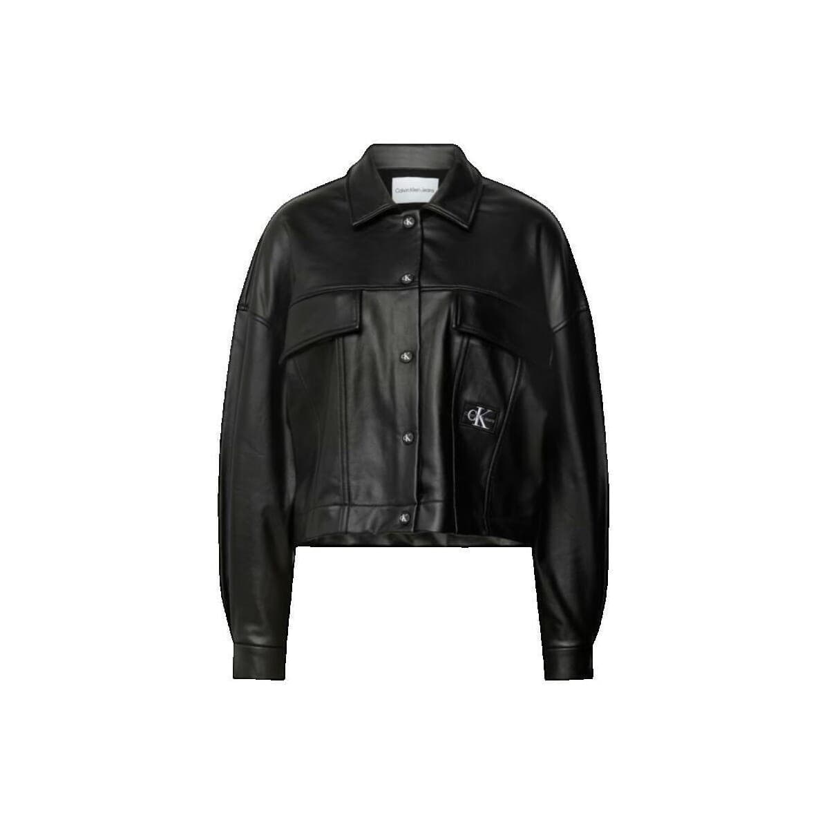 Δερμάτινο Μπουφάν Calvin Klein Jeans Veste Calvin Klein Jeans courte ample enduite