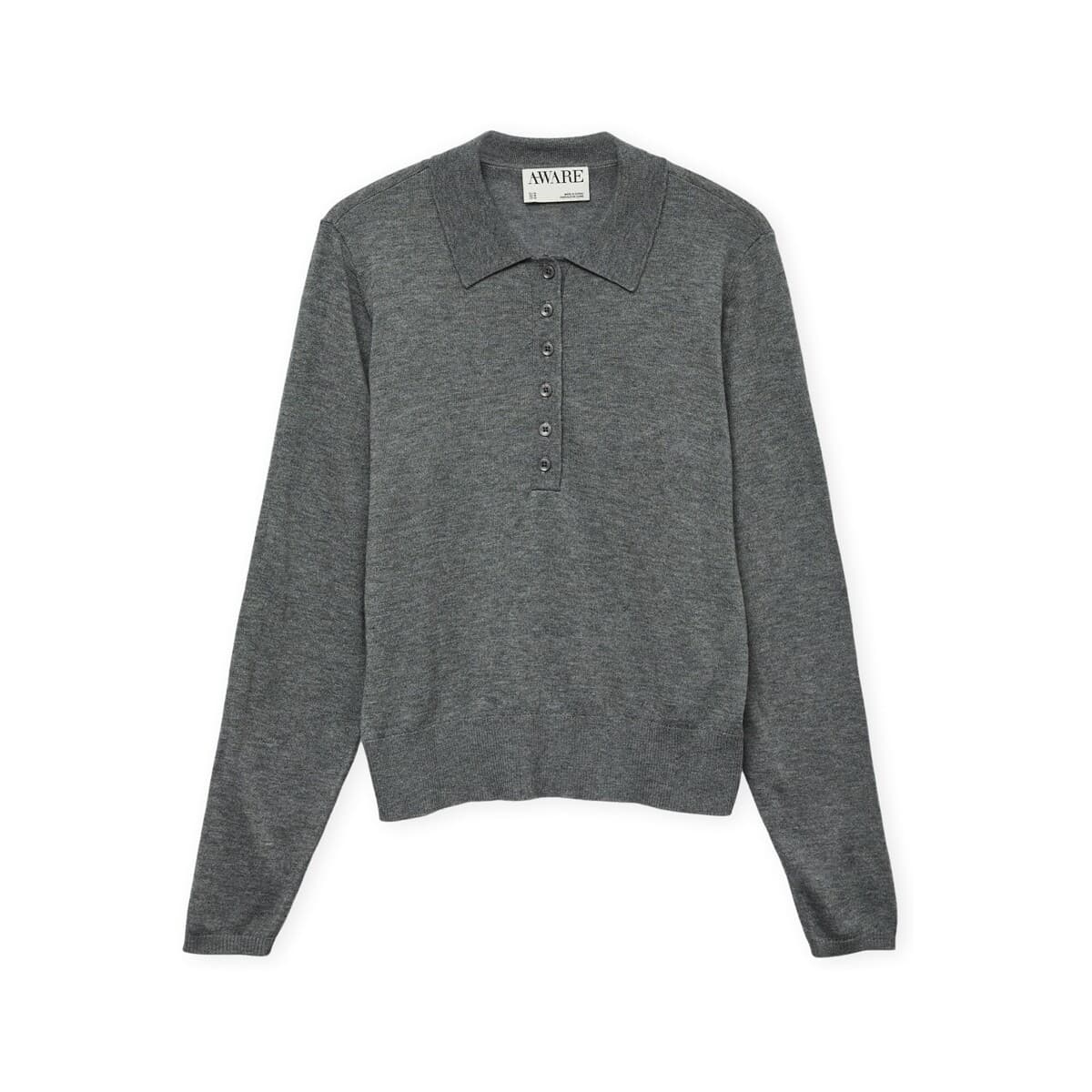 Πόλο με μακριά μανίκια Aware Noos Sikita Polo Shirt - Medium Grey Melange