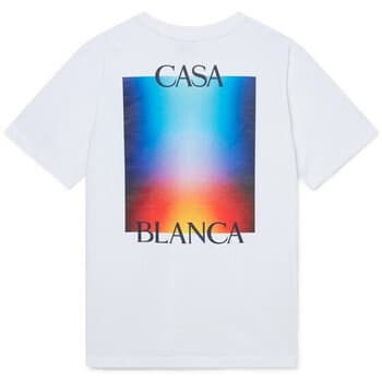 T-shirt με κοντά μανίκια Casablanca GRADIENT STACKED LOGO T-SHIRT WHITE