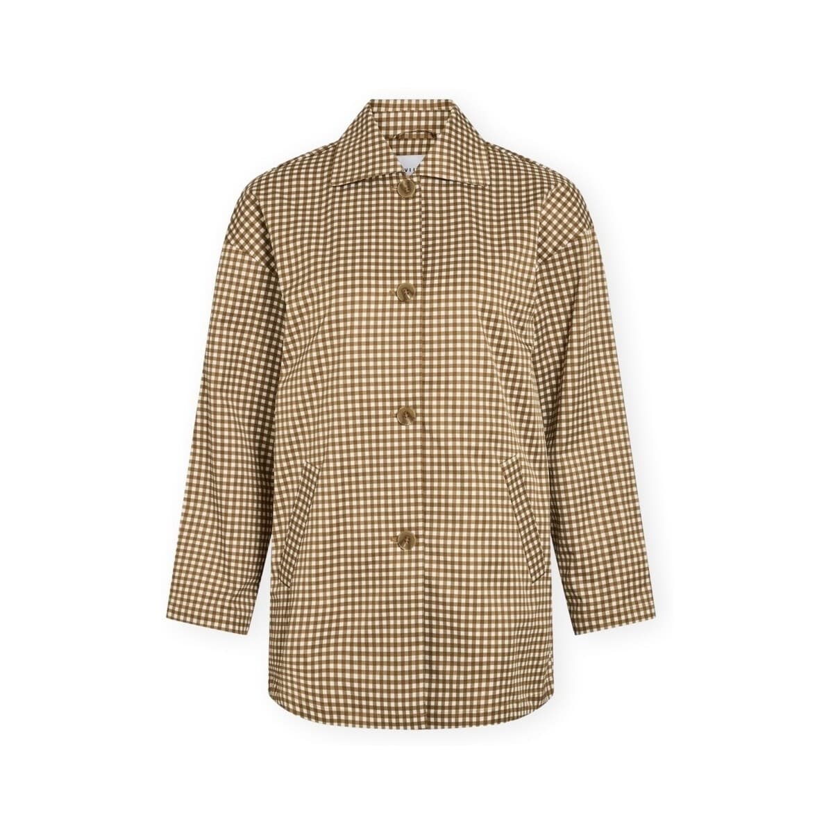 Παλτό Vila Peary Check Jacket - Snow White/Tapenade