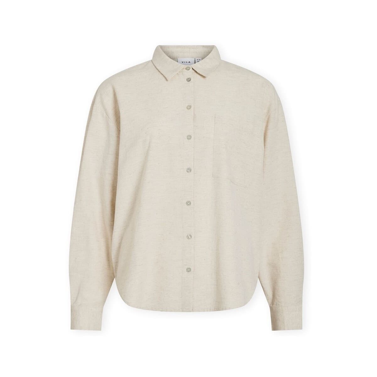 Πουκάμισα Vila Noos Prisilla Loose Shirt - Super Light Natural Melan