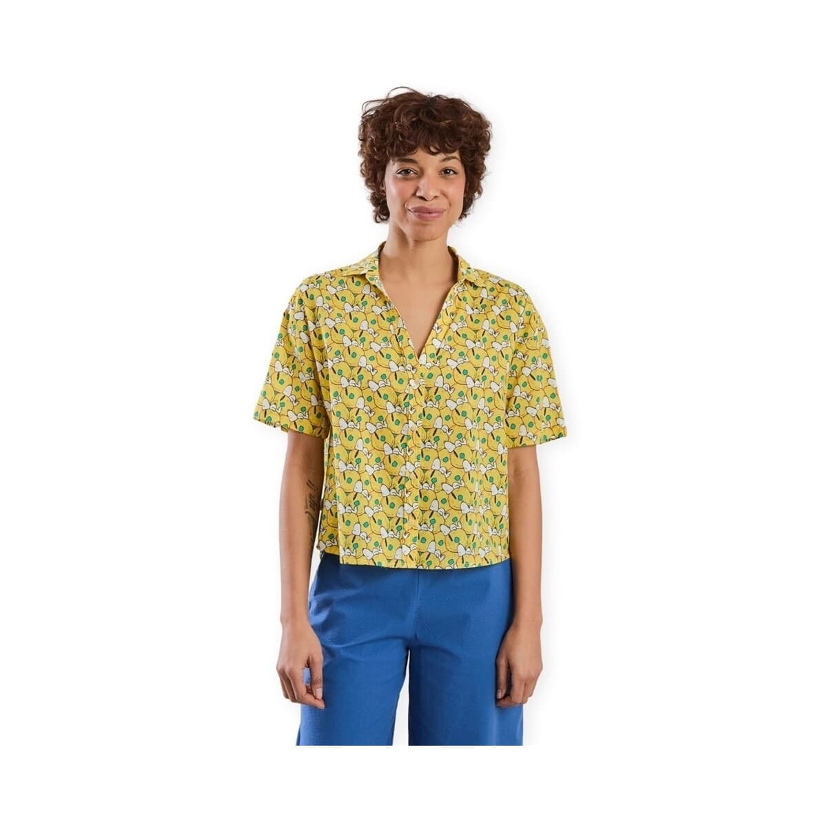 Μπλούζα Brava Fabrics x PEANUTS Donuts Aloha Shirt W - Yellow