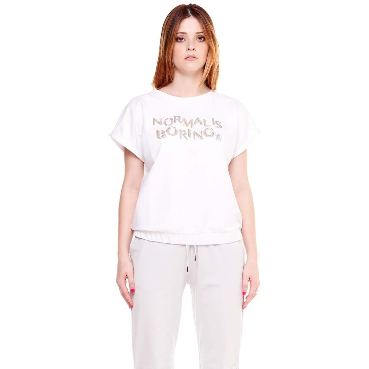 T-shirt με κοντά μανίκια Leone 1947 Woman Crewneck Short Sleeves Gold Silver