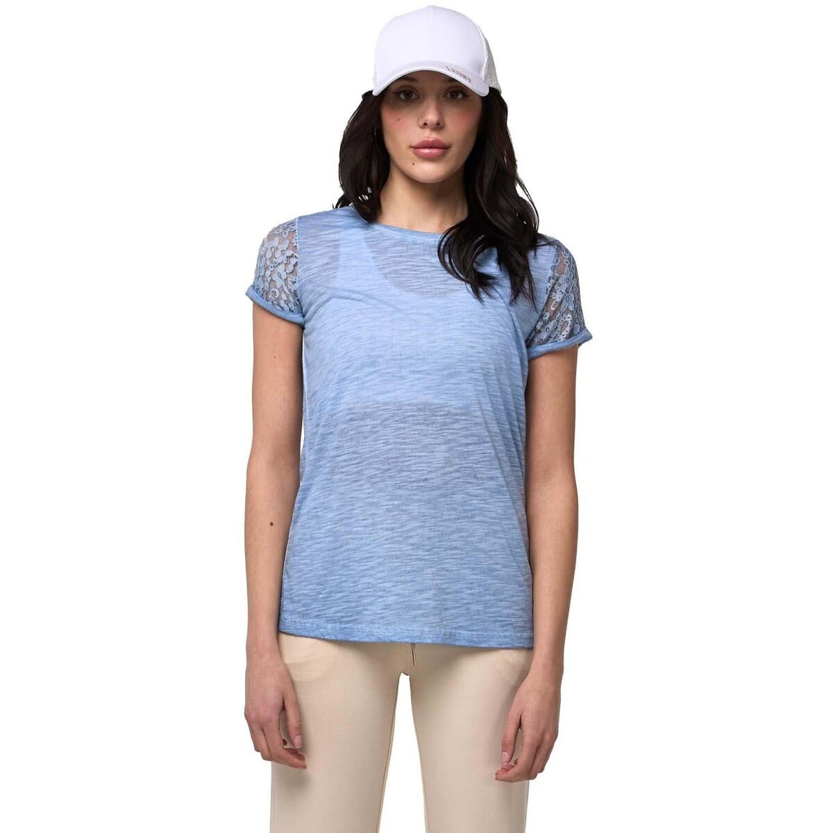 T-shirt με κοντά μανίκια Leone 1947 Woman Short Sleeves Lace