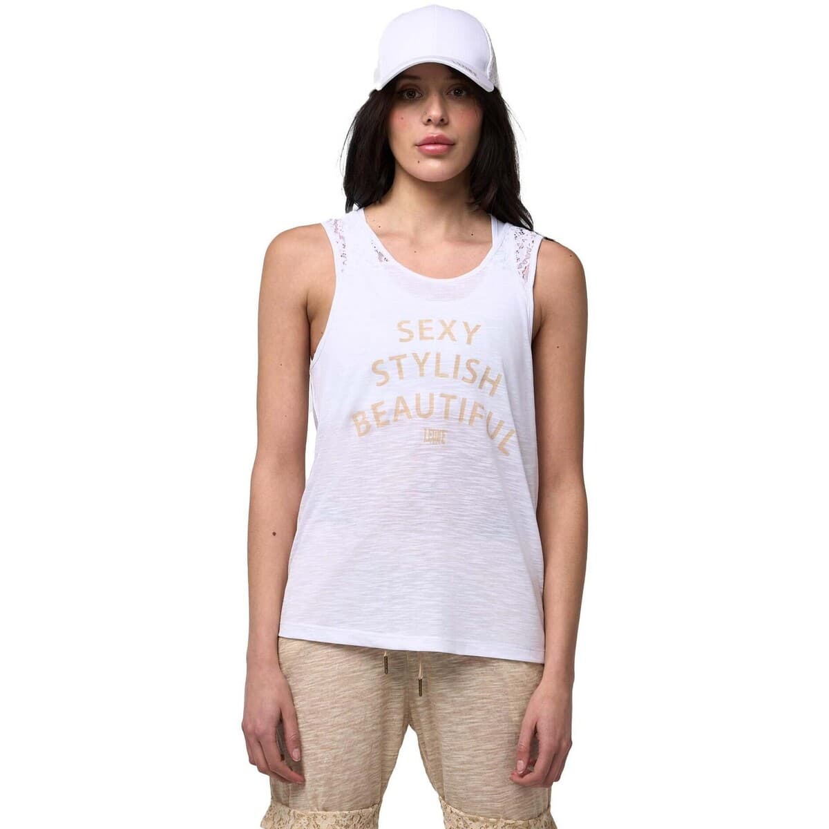 Αμάνικα/T-shirts χωρίς μανίκια Leone 1947 Woman Tank Lace
