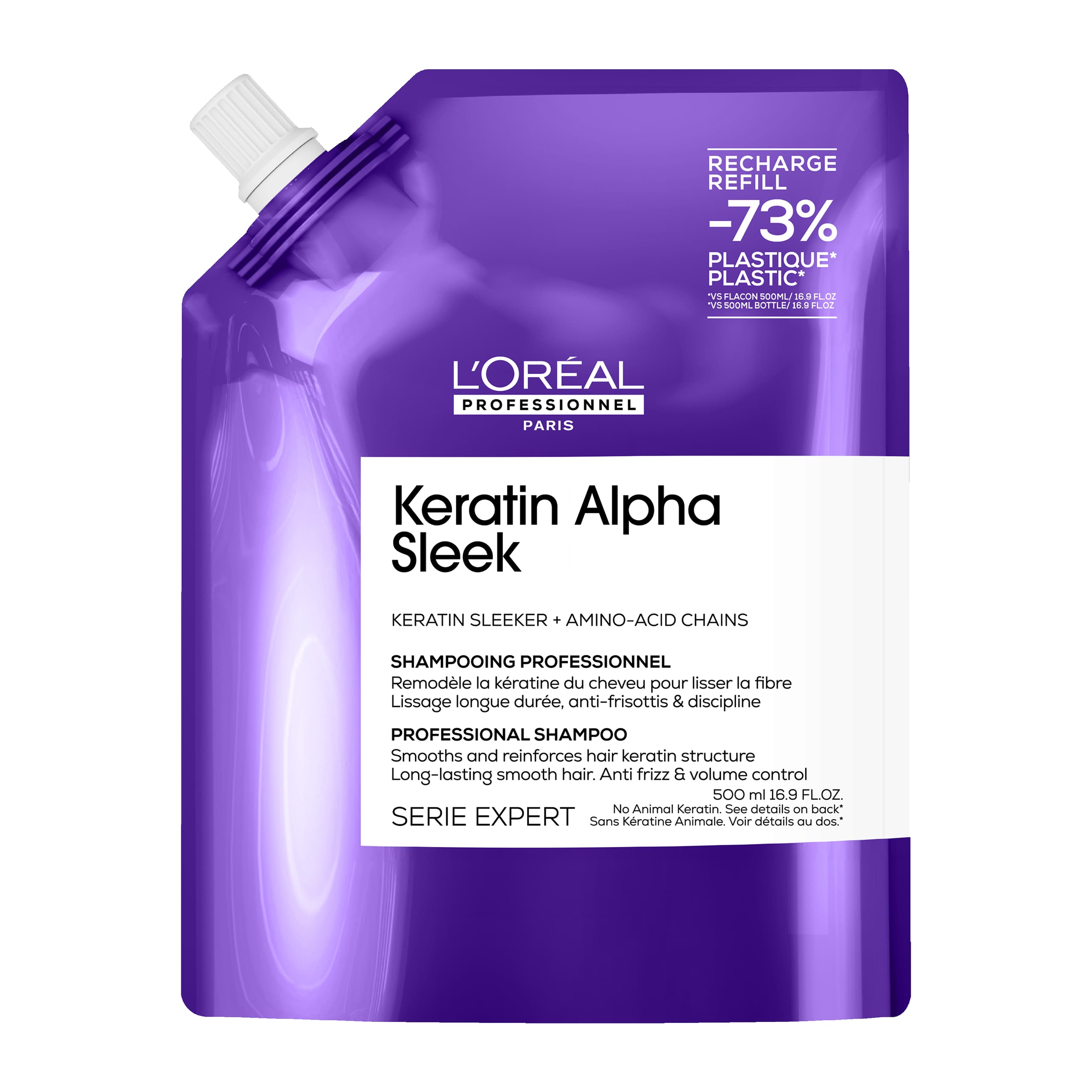 Keratin Alpha Sleek Professional Shampoo Refill Για Λείανση 500ml