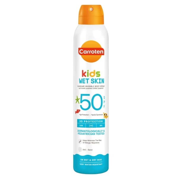 Kids Wet Skin Spf50 Διάφανο Παιδικό Αντηλιακό Σώματος Σε Spray 200ml
