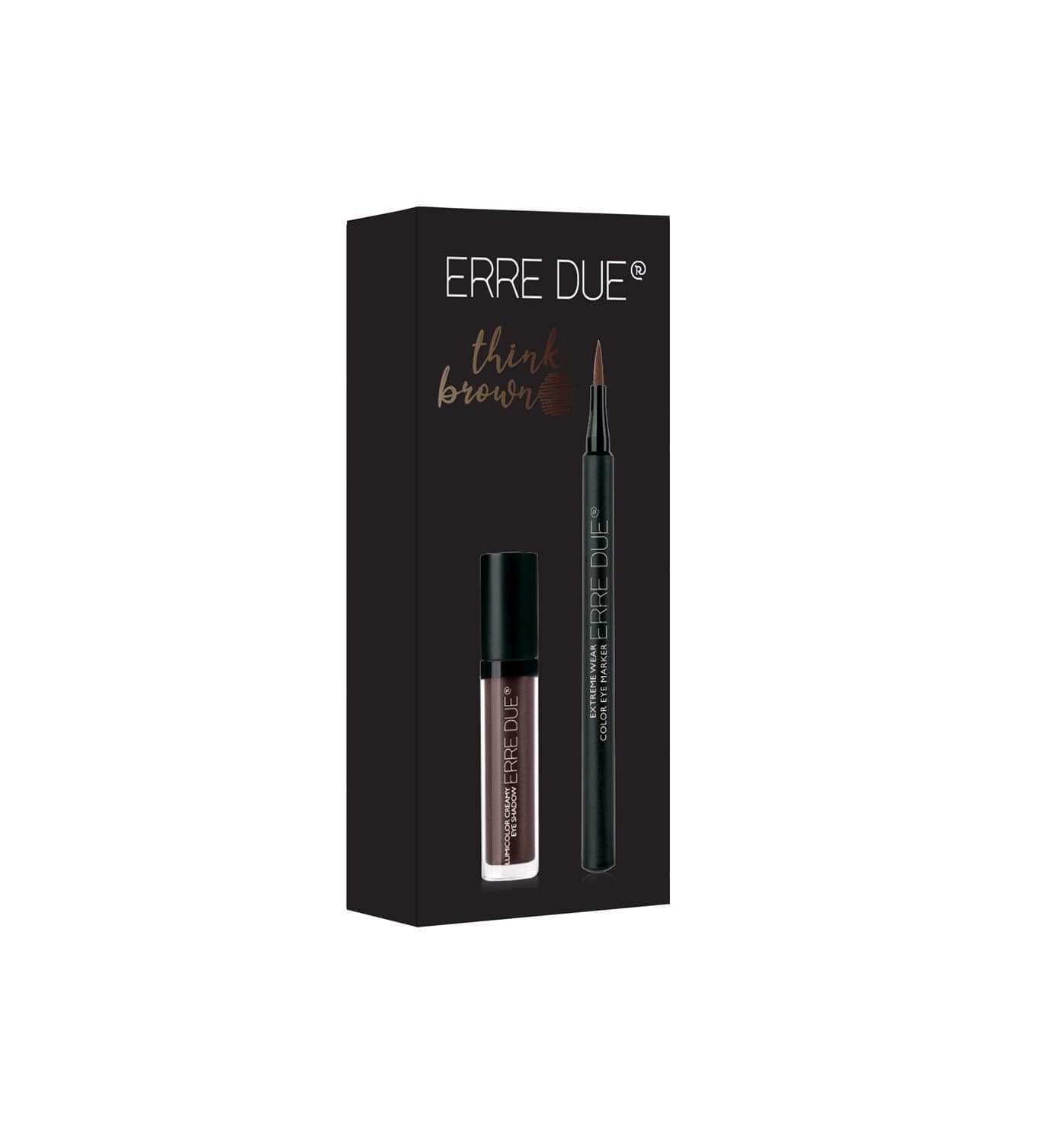 Think Brown Set Extreme Wear Color Eye Marker + Lumicolor Creamy Eye Shadow 163