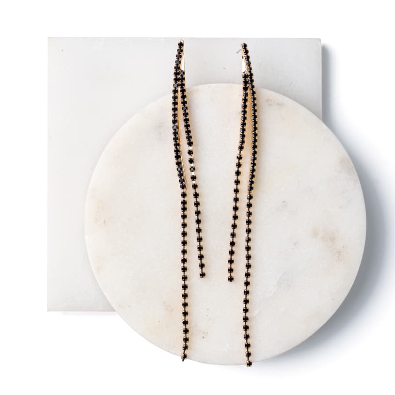 Σκουλαρίκια με Μαύρα Στρας