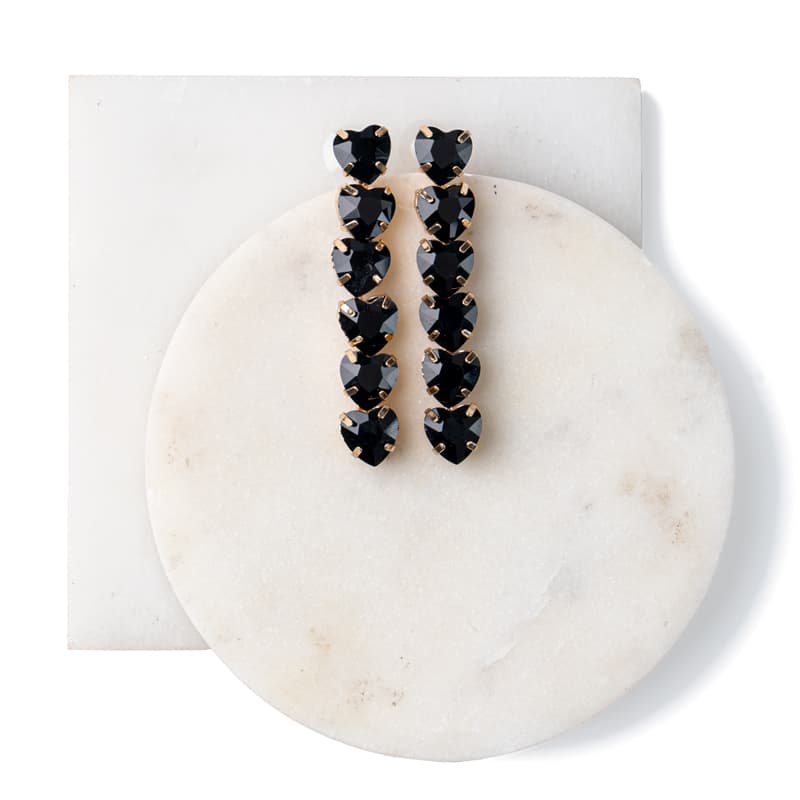 Σκουλαρίκια με Μαύρα Στρας