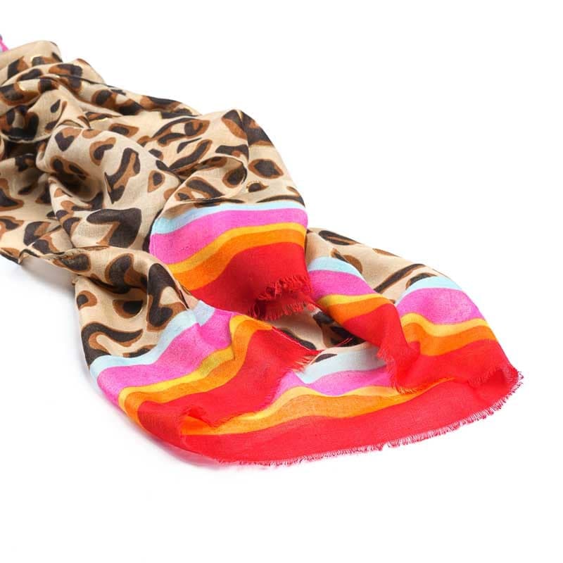 Φουλάρι Λεοπάρ με Πολύχρωμη Μπορντούρα