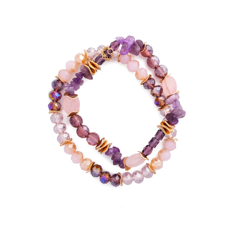 Σετ 2 βραχιολιών σε μωβ αποχρώσεις