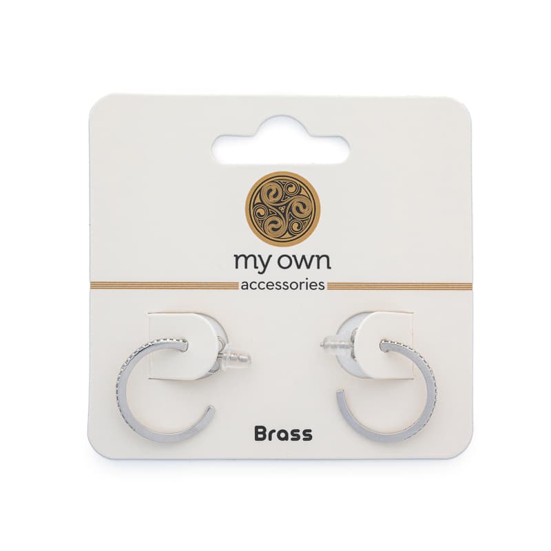 Ασημί Μικροί Κρίκοι με Στρας από Ορείχαλκο