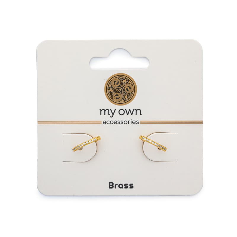 Χρυσοί Μίνι Κρίκοι με Στρας από Ορείχαλκο