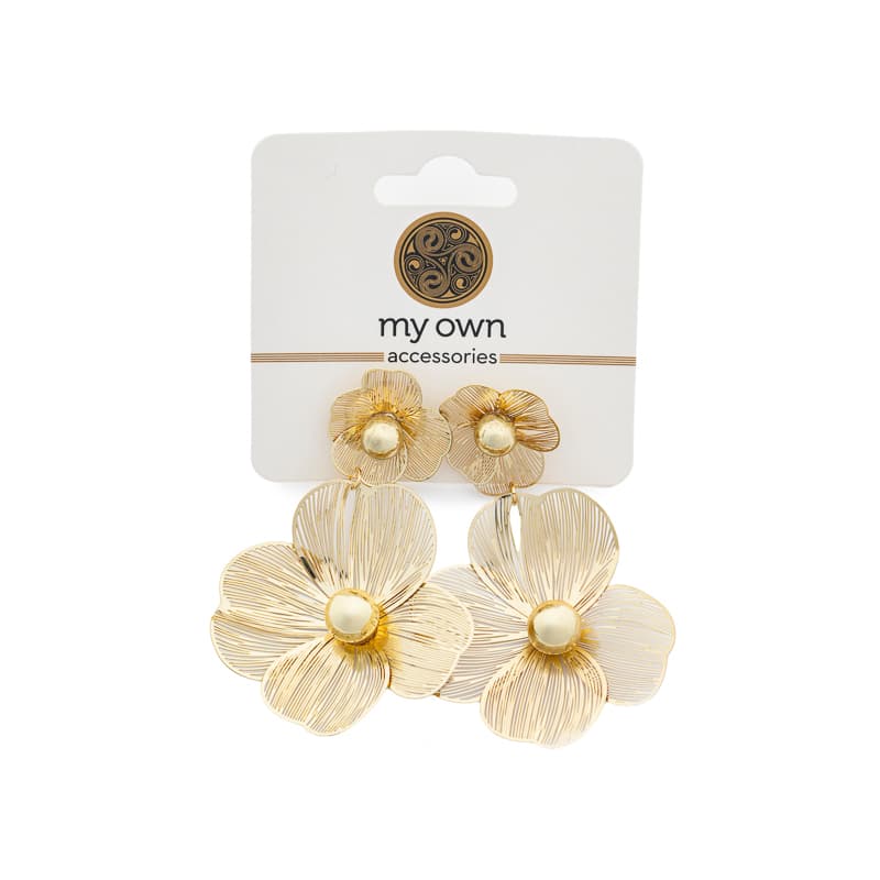 Χρυσά Κρεμαστά Σκουλαρίκια Λουλούδι
