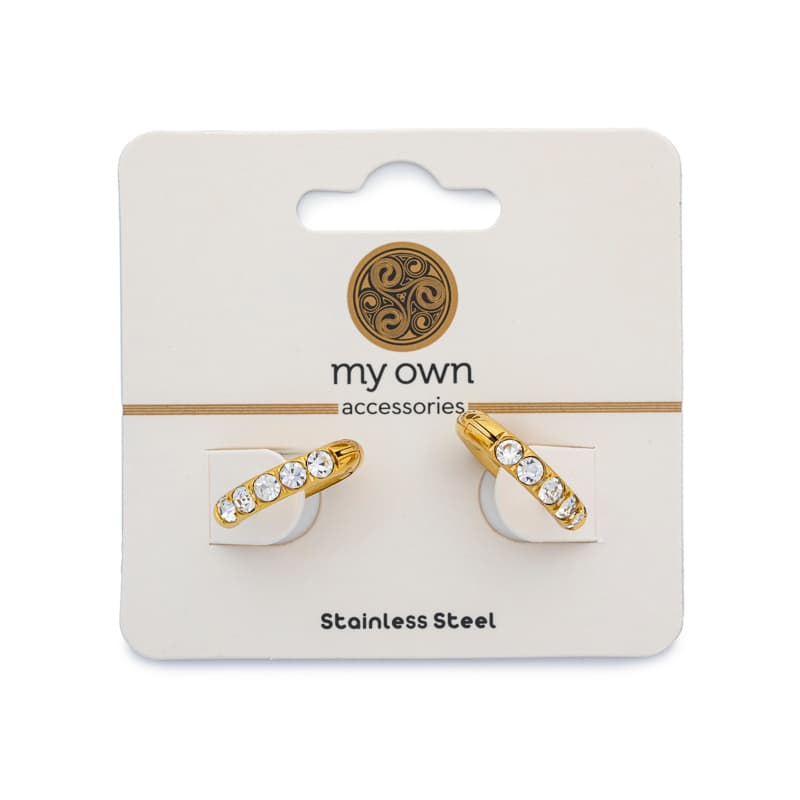 Χρυσοί Μικροί Κρίκοι με Στρας, από Ατσάλι