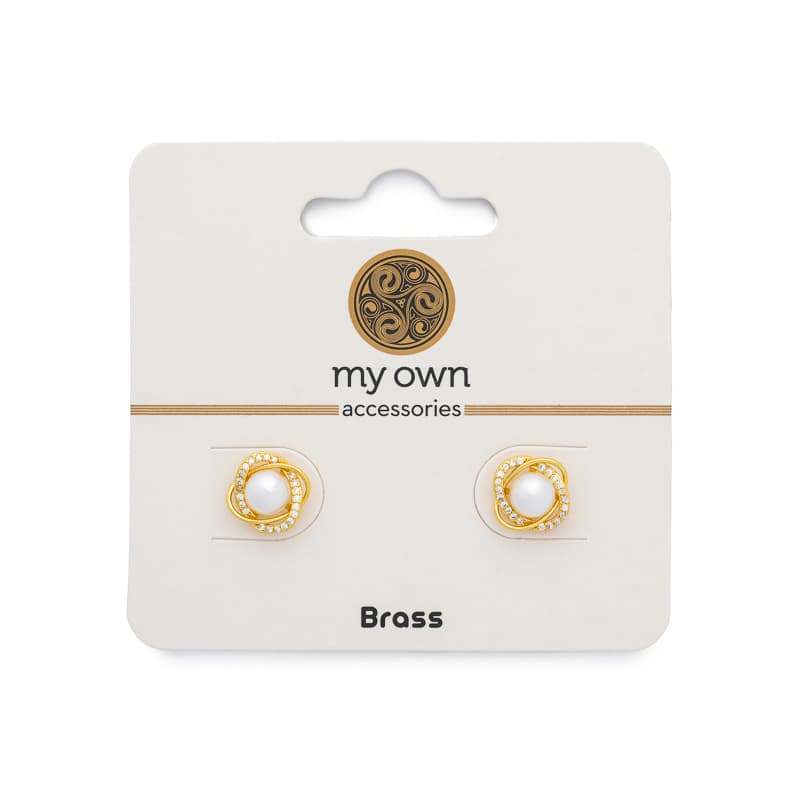 Σκουλαρίκια με Πέρλες και Στρας από Ορείχαλκο