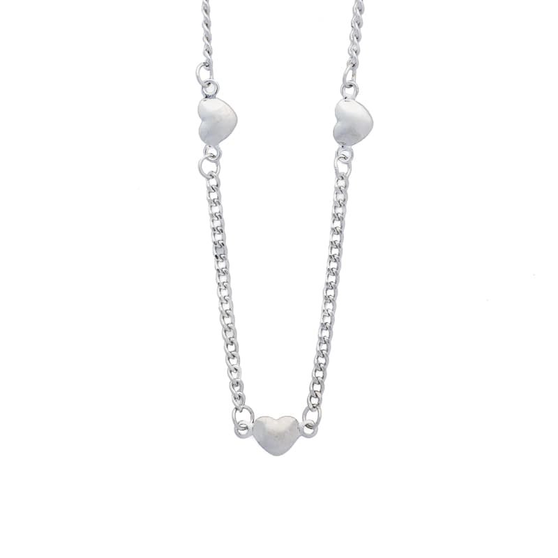 Ασημί Μενταγιόν με Καρδιές από Ορείχαλκο