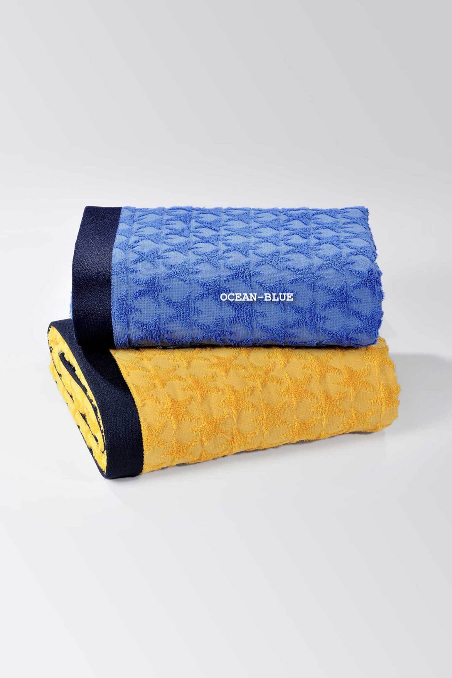 DOWN TOWN Home πετσέτα θαλάσσης με ανάγλυφο σχέδιο "Stars Ocean/Blue" 90 x 180 cm