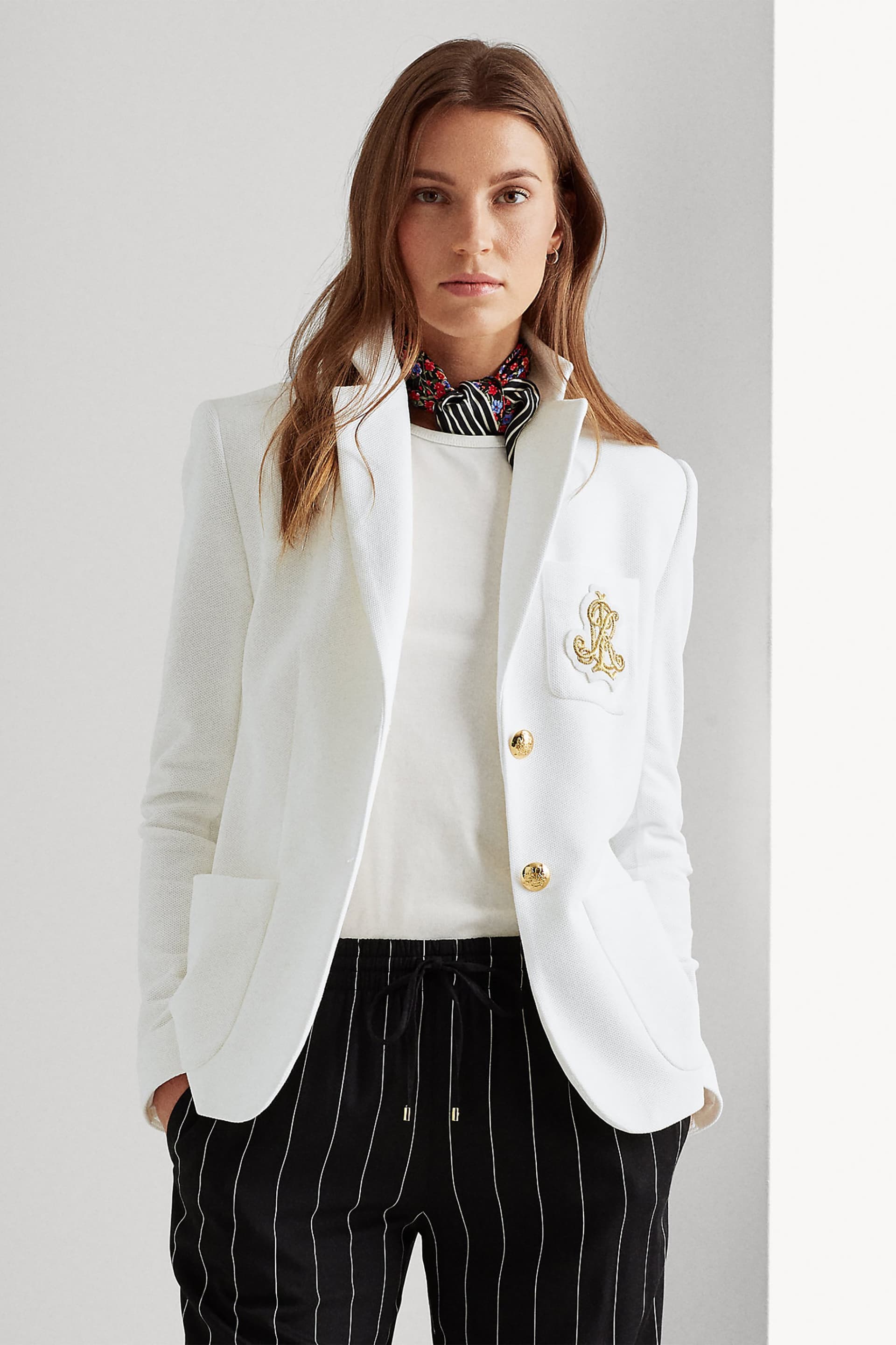 Lauren Ralph Lauren γυναικείο σακάκι με logo patch και μεταλλικά κουμπιά "Jacquard Blazer"