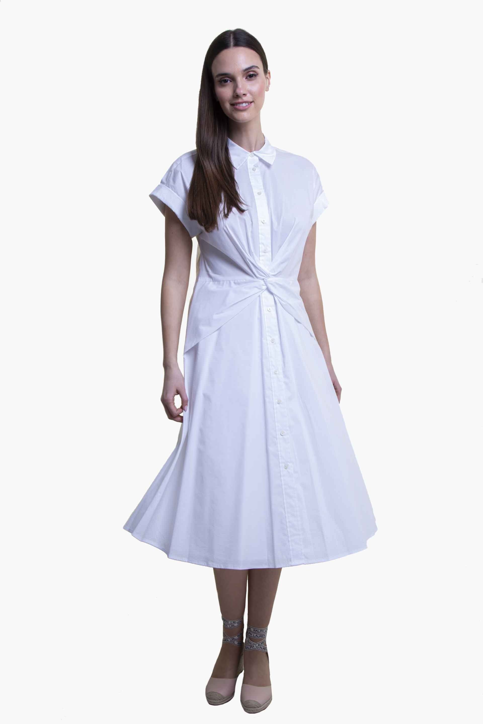 Lauren Ralph Lauren γυναικείo midi φόρεμα σεμιζιέ με κόμπο