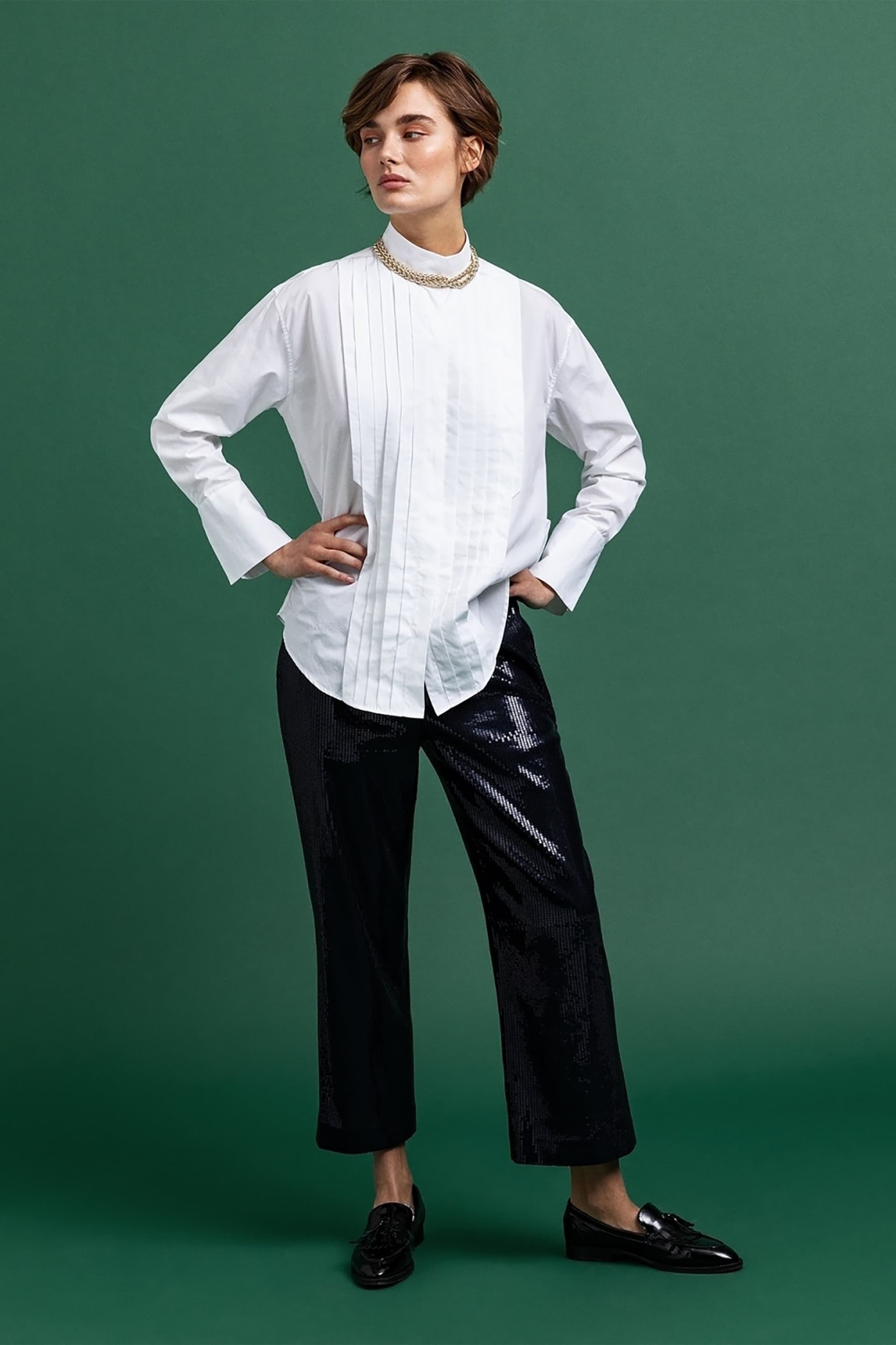 Gant γυναικείο παντελόνι cropped με πούλιες "Sequin" | 34