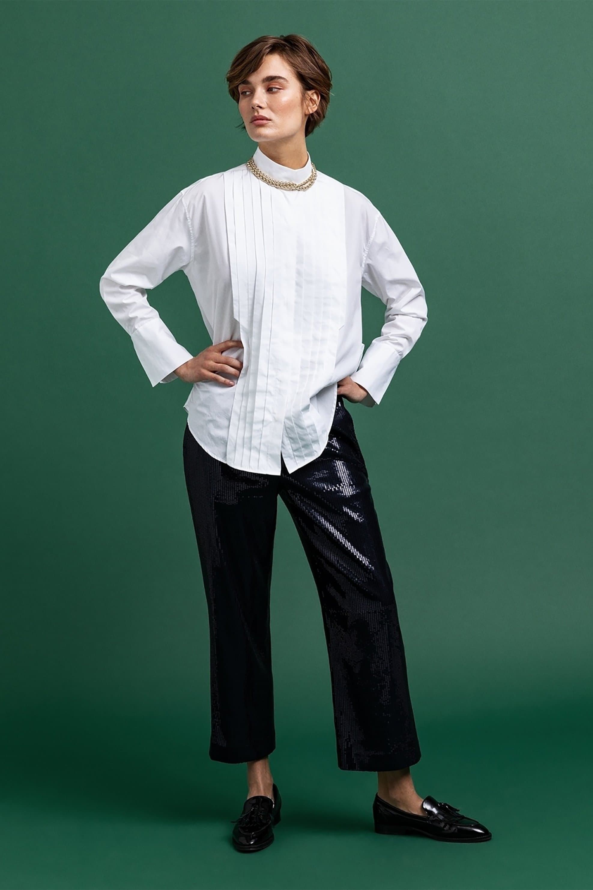 Gant γυναικείο παντελόνι cropped με πούλιες "Sequin" | 34