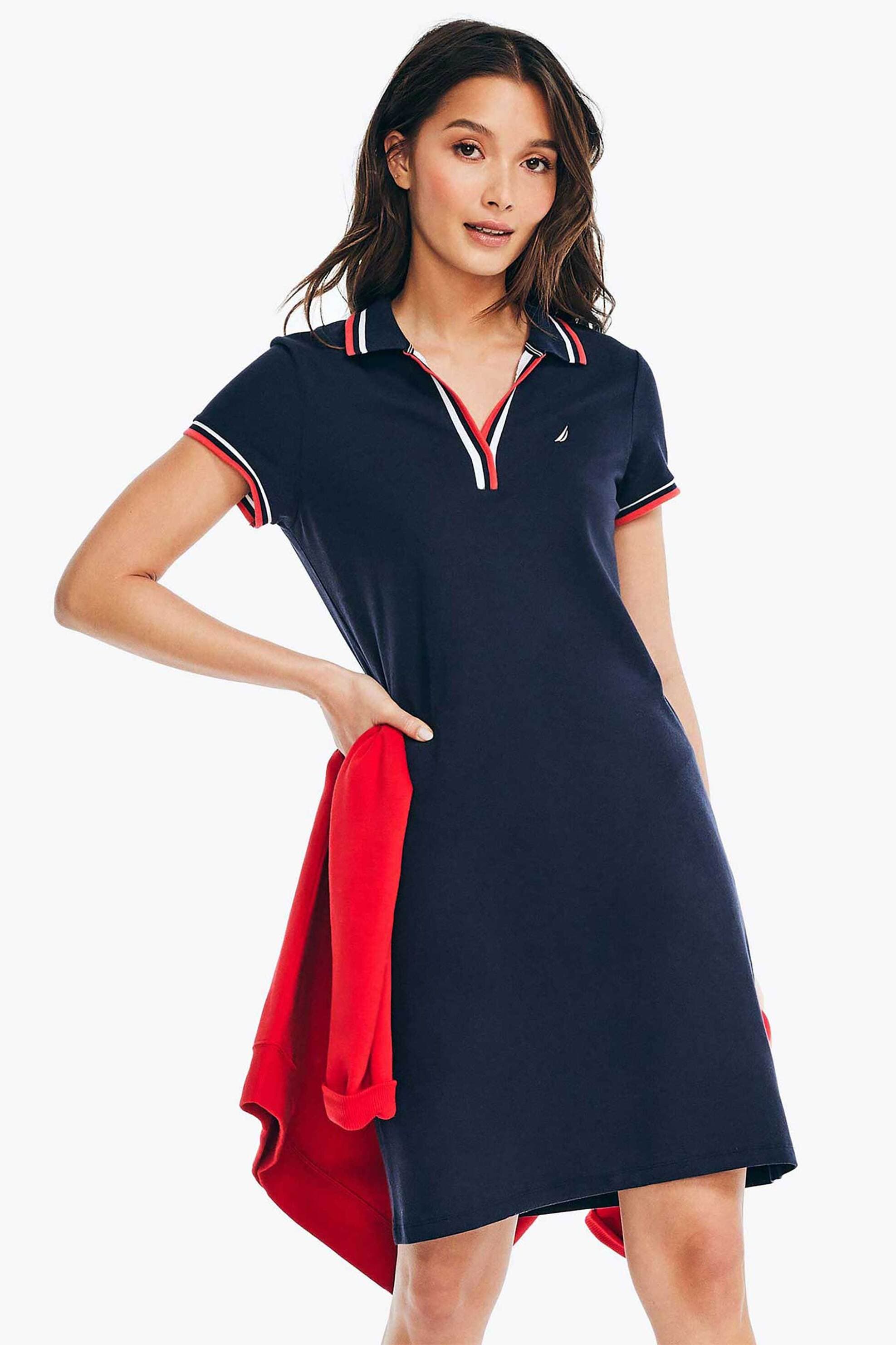 Nautica γυναικείο mini φόρεμα πόλο πικέ με κεντημένο λογότυπο Classic Fit
