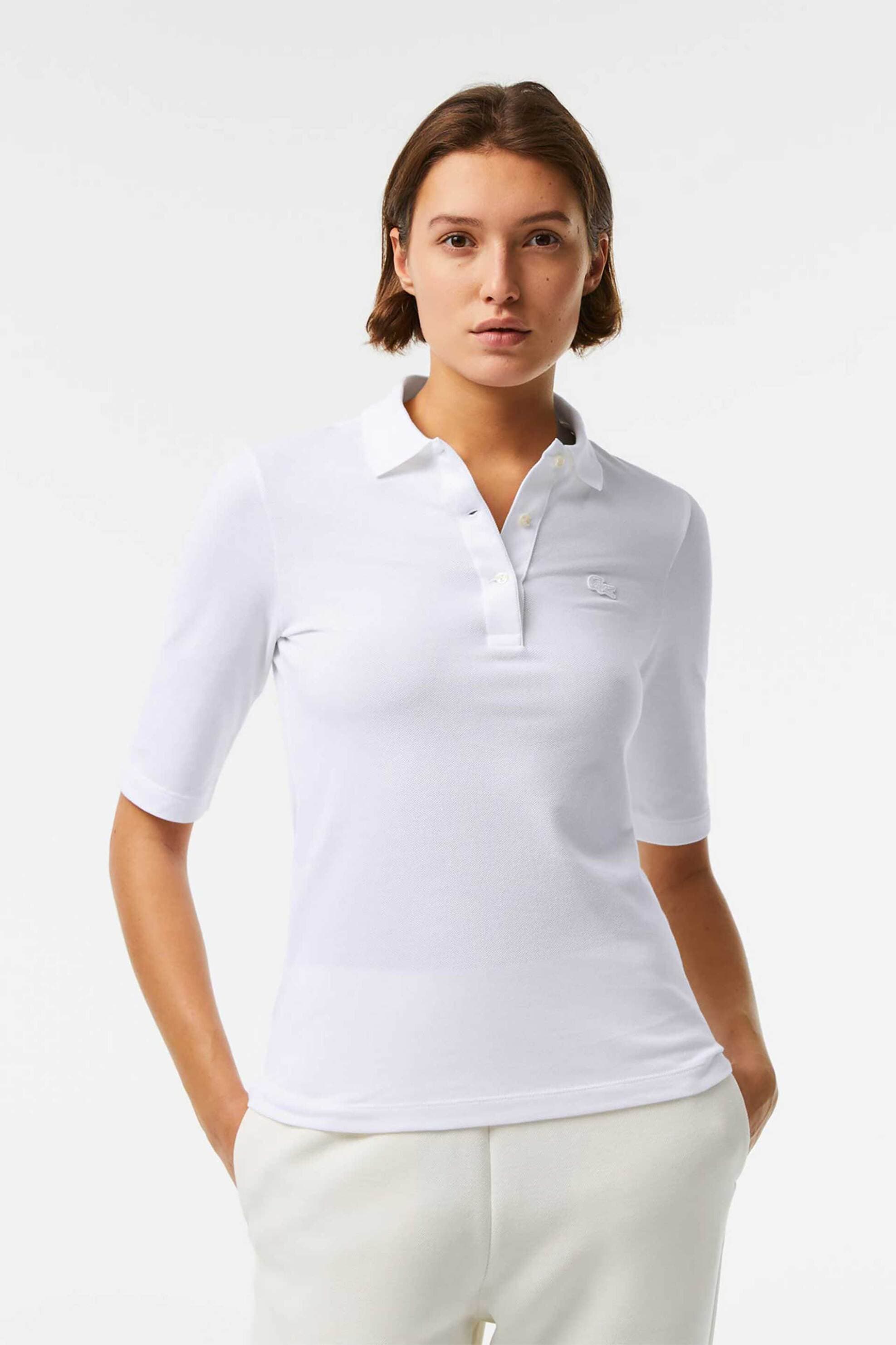 Lacoste γυναικεία μπλούζα πόλο πικέ με 3/4 μανίκι και κεντημένο λογότυπο Slim Fit