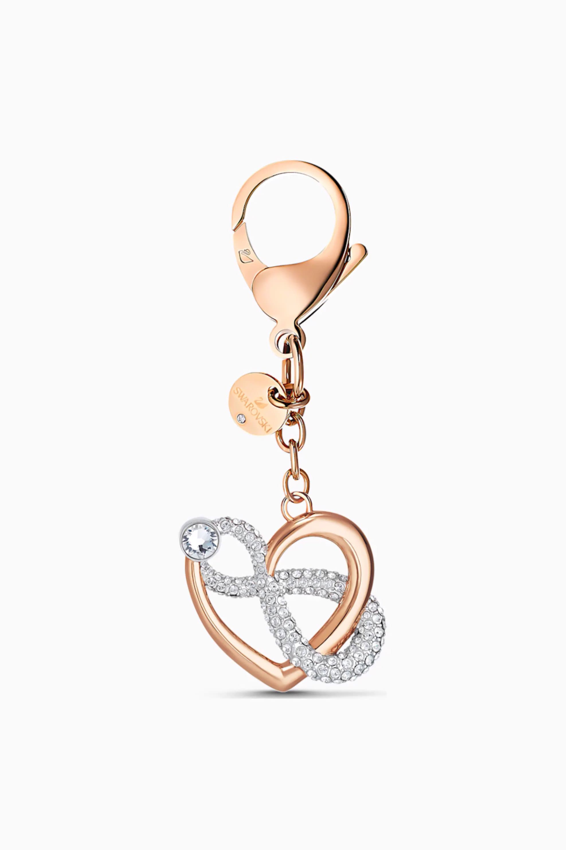 Swarovski Infinite Bag charm, White, Rose-gold tone plated