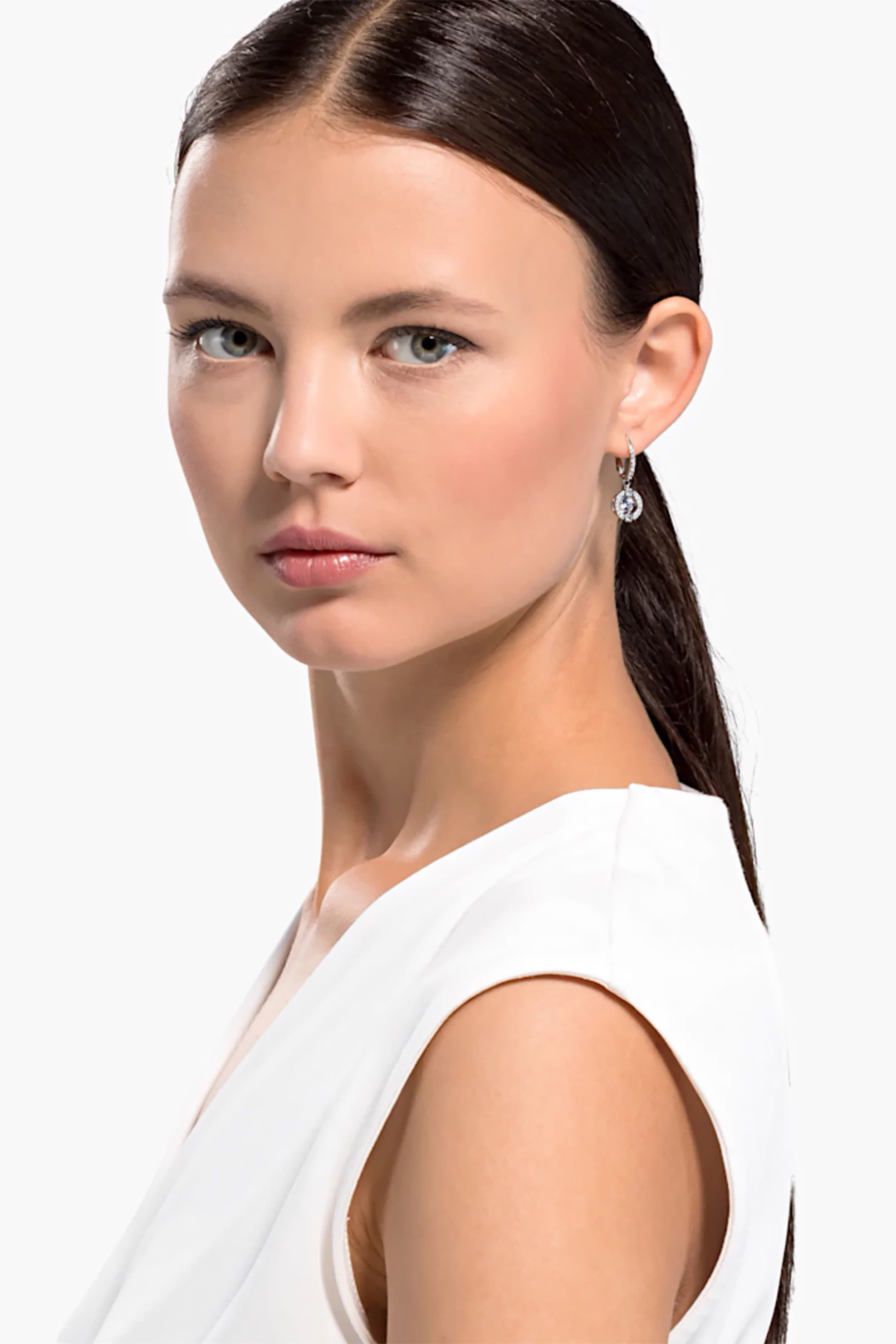 Swarovski Sparkling Dance Pierced Earrings, White, Rhodium plated