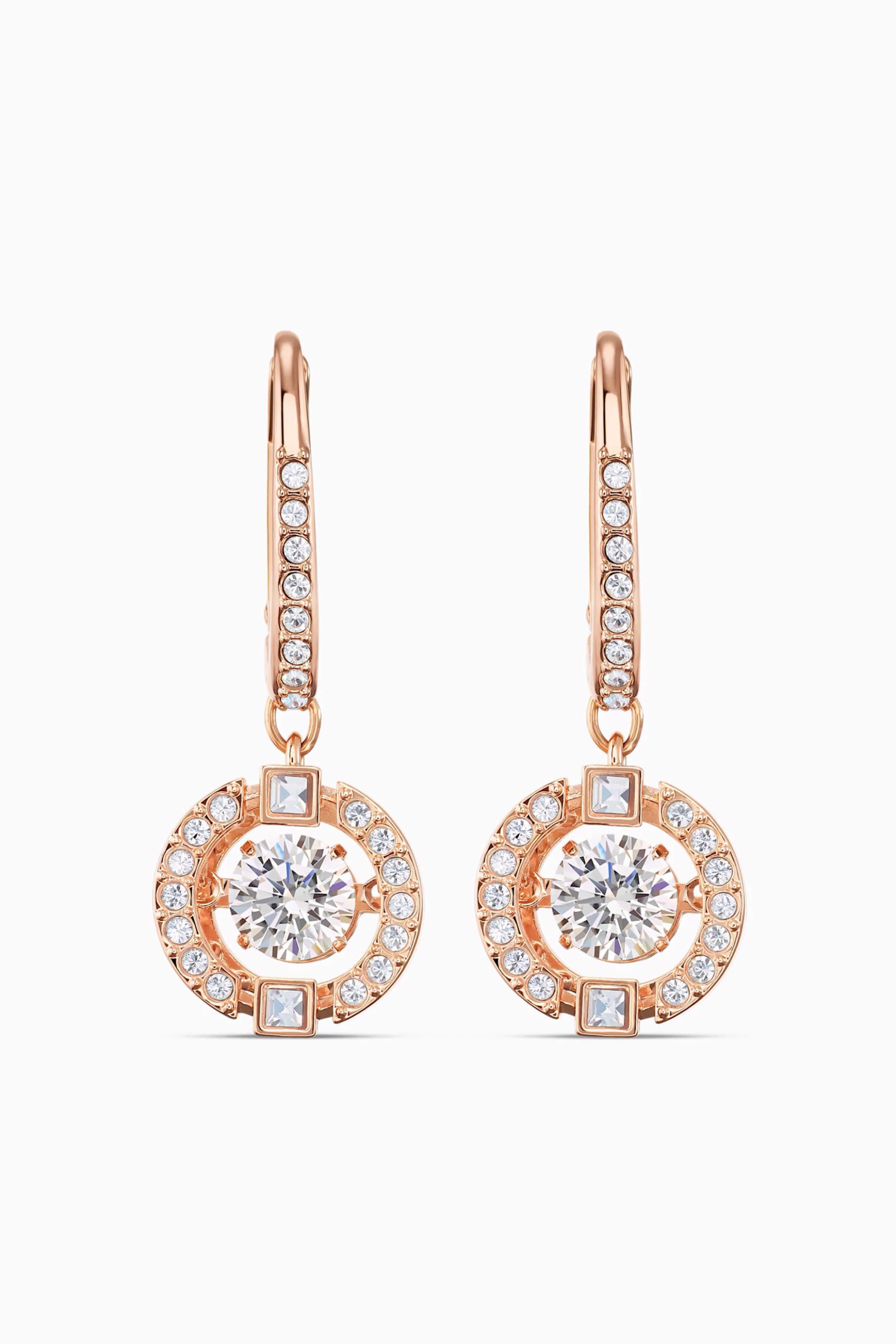 Swarovski Sparkling Dance Pierced Earrings, White, Rose-gold tone plated