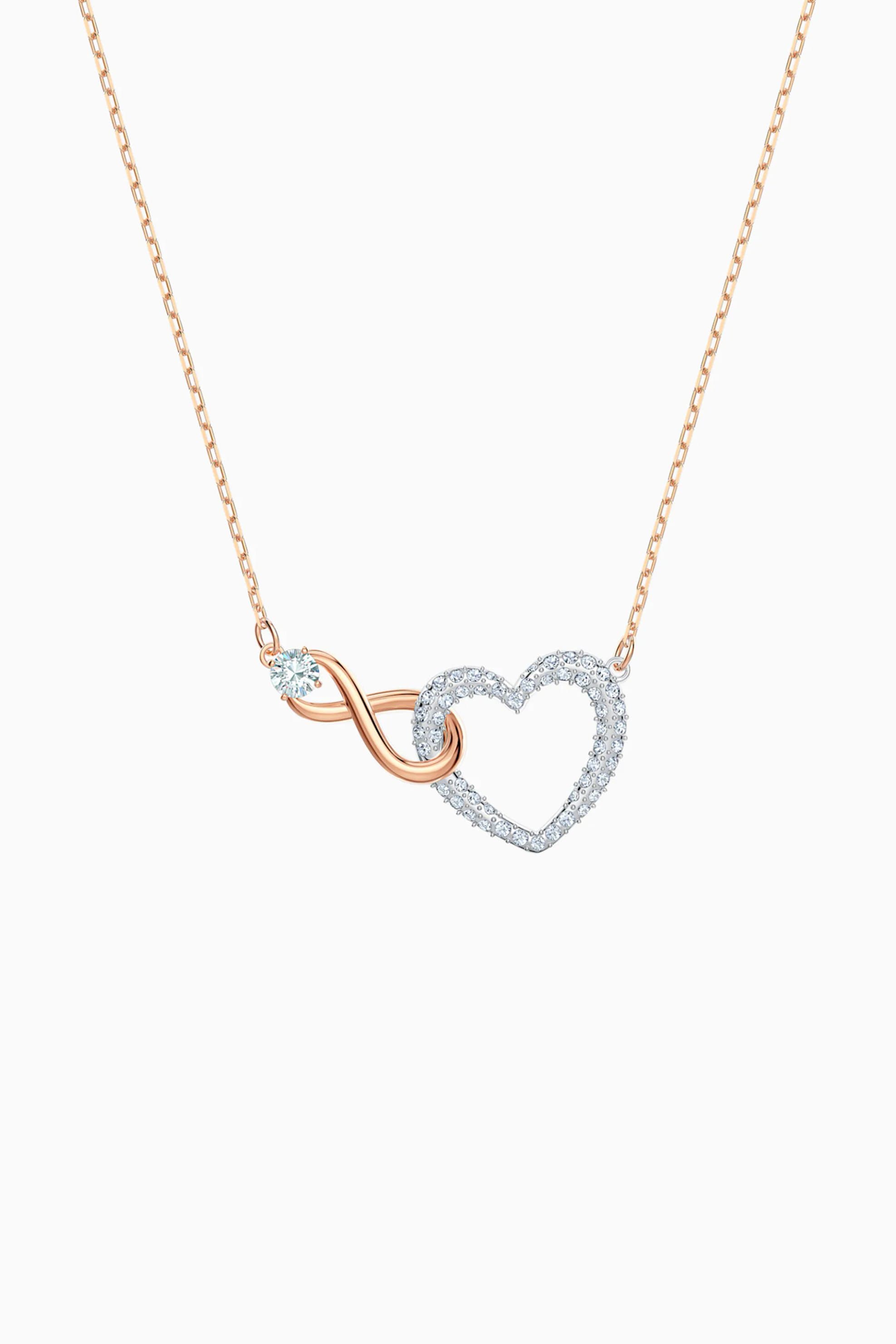 Swarovski Infinity Heart Necklace, White, Mixed metal finish