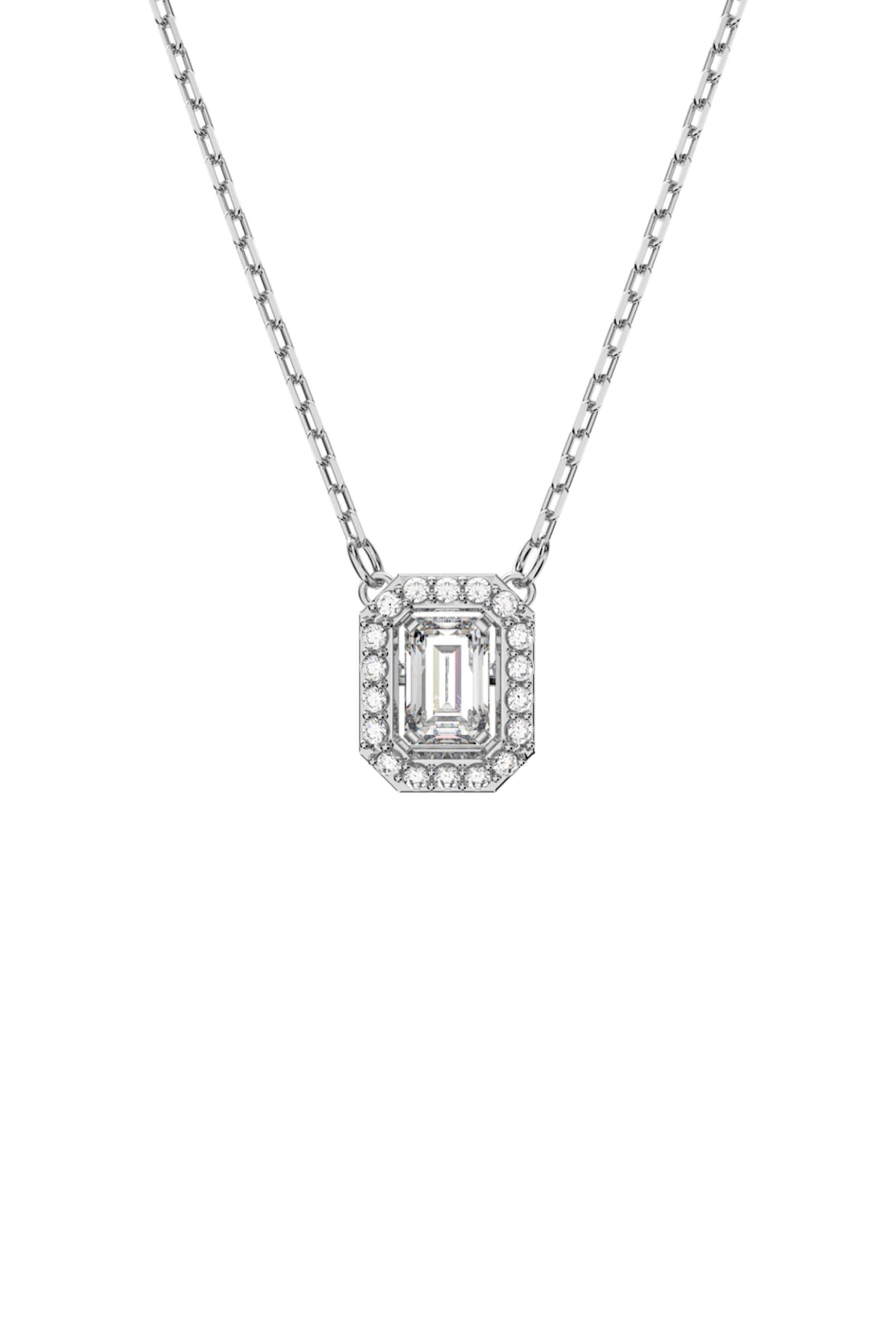 Swarovski Millenia Necklace Square Cut Swarovski Zirconia, White, Rhodium Plated
